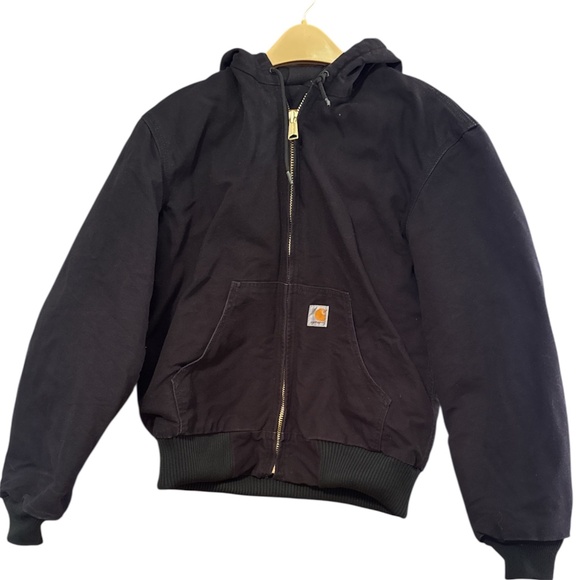 Carhartt Men’s Small Black Heavyweight Hooded Work Jacket Loose Fit - Picture 1 of 4